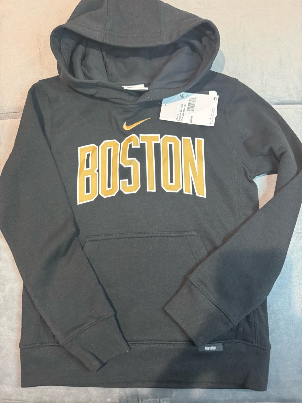 Nike Black Hooded Sweatshirt with Gold BOSTON Script